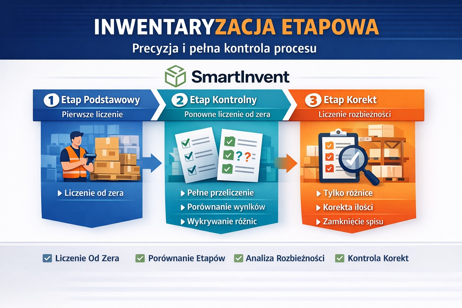 Inwentaryzacja etapowa  – większa precyzja i pełna kontrola nad całym procesem.